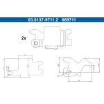 Kit de reparação, calços de travão ATE 03.0137-9711.2