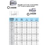 Steckschlüsseleinsatz 1/4" 6-kantig HANS 2400M/13