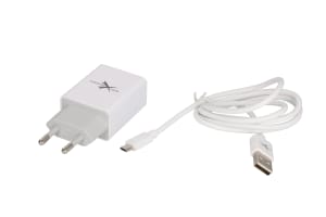 EXTREME-STYLE Univerzální nabíječka do sítě, 2x výstup USB, kabel micro USB, bílá