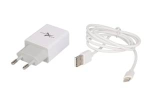 EXTREME-STYLE Univerzální nabíječka do sítě, 2x výstup USB, kabel USB typ C, bílá