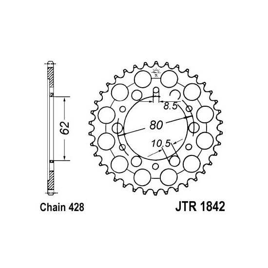 Zębatka tylna stal JT 428 z.37 JTR1842,37