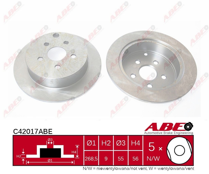 ABE Brzdový kotouč C42017ABE (OE číslo 24.0109-0711.1)