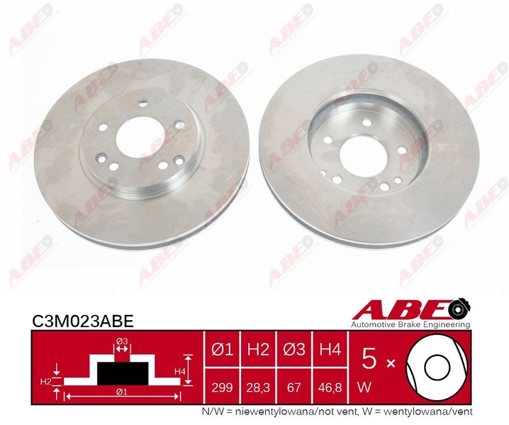 ABE Brzdový kotouč C3M023ABE (OE číslo A 203 421 05 12)
