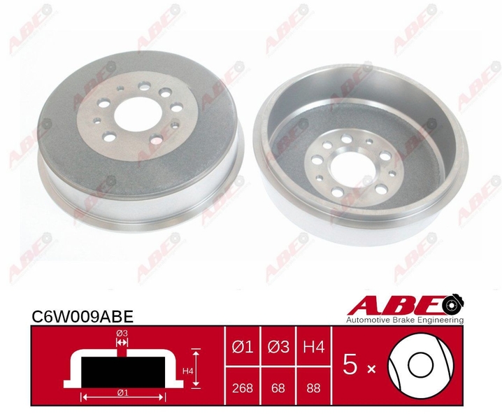 ABE Brzdový buben C6W009ABE (OE číslo 701 609 617)