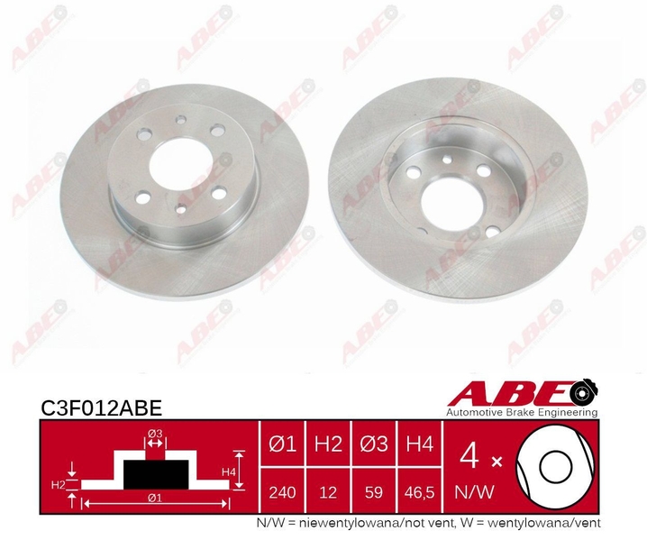 ABE Brzdový kotouč C3F012ABE (OE číslo 71738423)