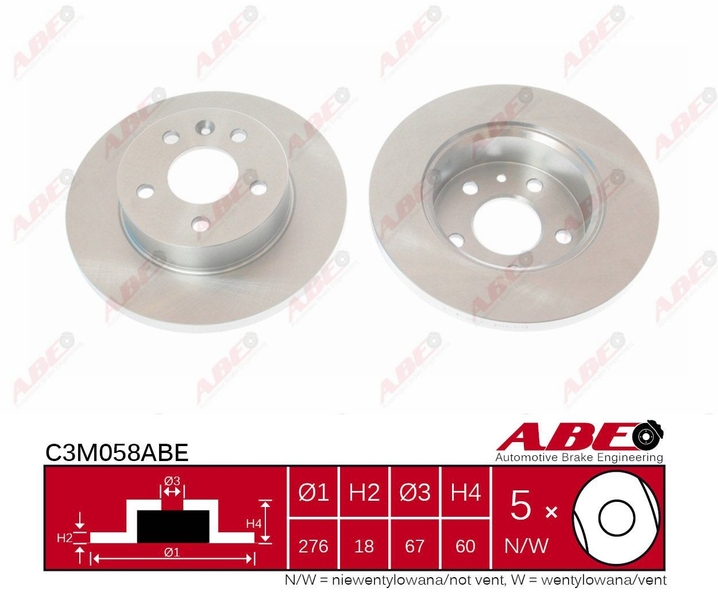 ABE Brzdový kotouč C3M058ABE (OE číslo DF4040)