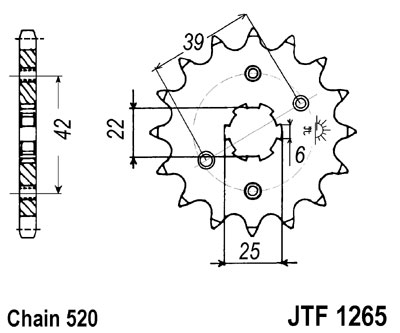 Zębatka przednia stal JT 520 z.16 JTF1265,16