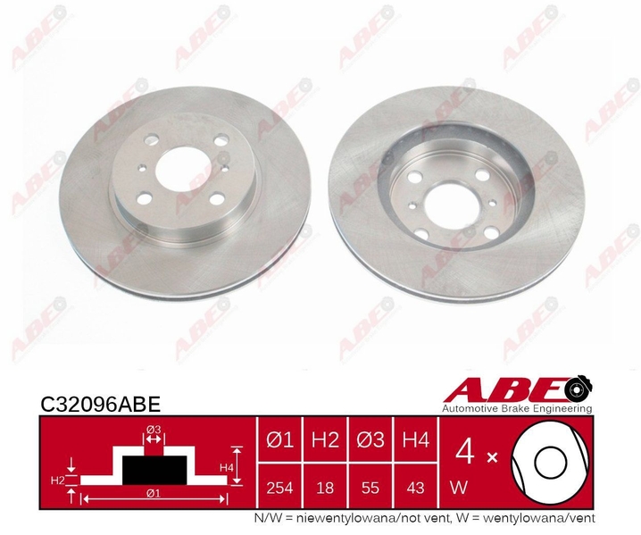ABE Brzdový kotouč C32096ABE (OE číslo 43512 16 080)