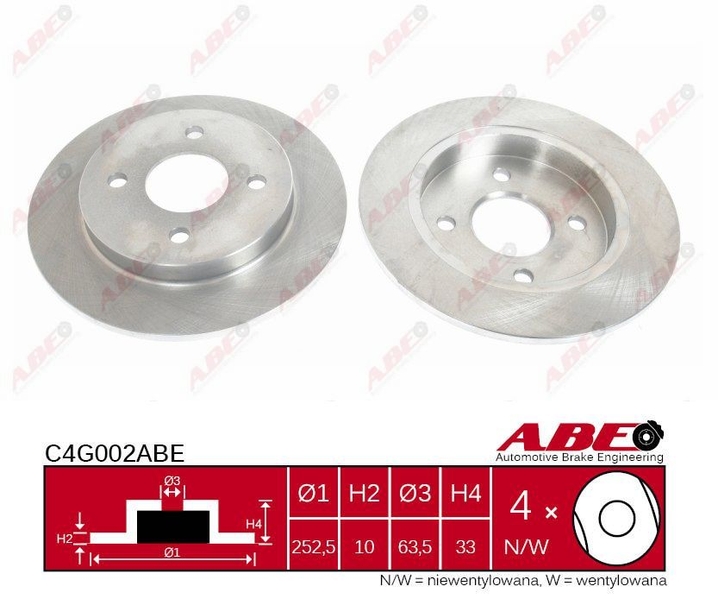 ABE Brzdový kotouč C4G002ABE (OE číslo 5 030 658)