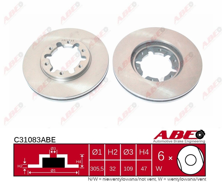 ABE Brzdový kotouč C31083ABE (OE číslo 40206 VB001)