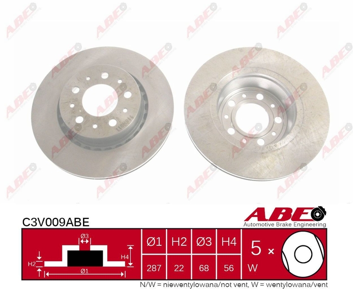 ABE Brzdový kotouč C3V009ABE (OE číslo 270 878)