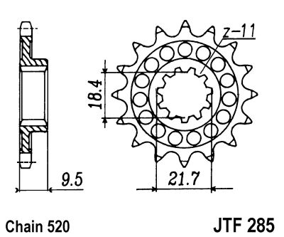 Zębatka przednia stal JT 520 z.15 JTF285,15