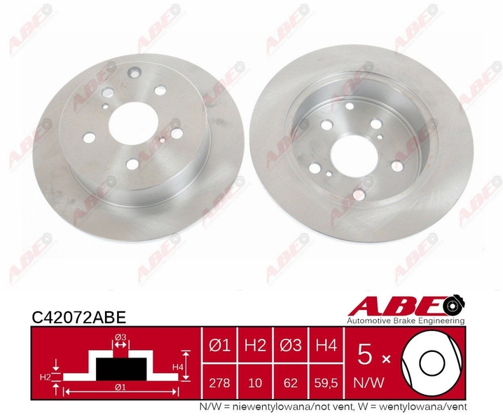 ABE Brzdový kotouč C42072ABE (OE číslo 42431 05 050)