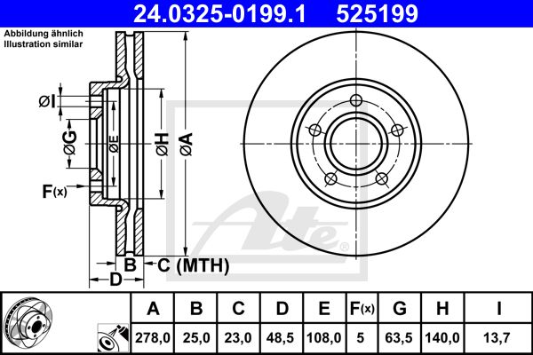 Bremsscheibe PowerDisc ATE 24.0325-0199.1