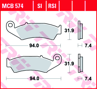 Set disk pločica, kočioni disk MCB574 TRW organic, 31,9x94x7,4mm