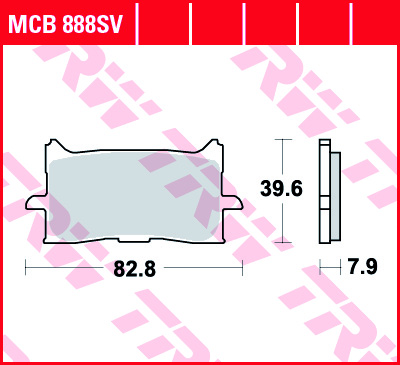 Set disk pločica, kočioni disk MCB888SV TRW sinter-SV, 39,6x82,8x7,9mm