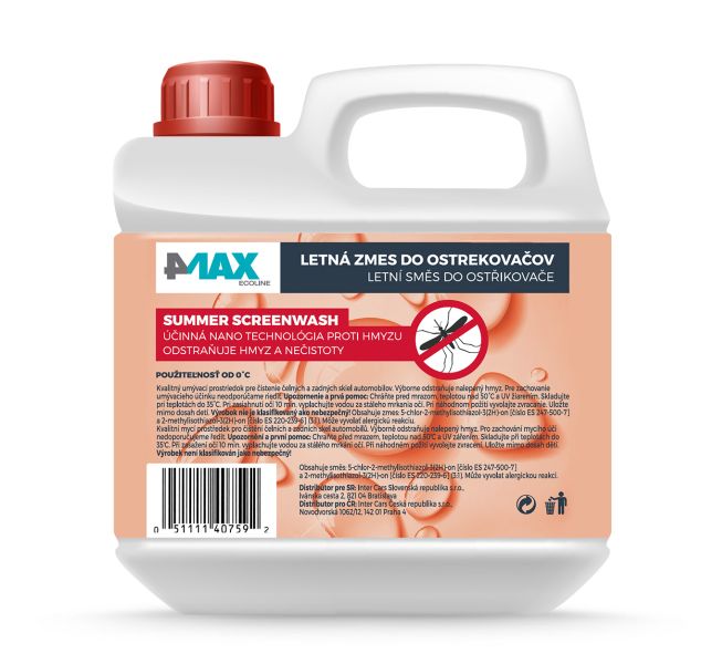 4MAX Letná kvapalina do ostrekovačov 5l SUMMER SCREENWASH 5L