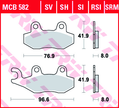 Set disk pločica, kočioni disk MCB582RSI TRW sinter-RSI, 41,9x76,9x8mm