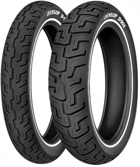 Opona chopper/cruiser DUNLOP 150/80B16 TL 71H D401 MWW (ŚREDNI BIAŁY BOK) Tył