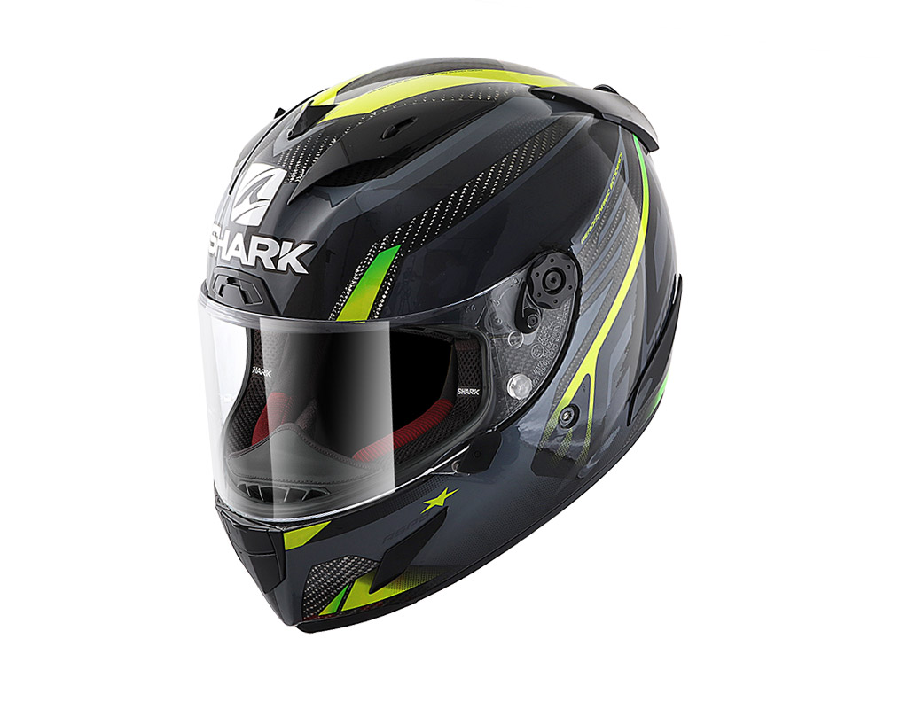 SHARK Integrální přilba RACE-R PRO CARBON ASPY, antracit/žlutá barva, velikost XL