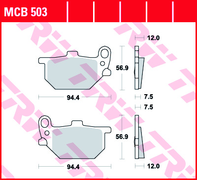 Set disk pločica, kočioni disk MCB503 TRW organic, 56,9x94,4x12mm