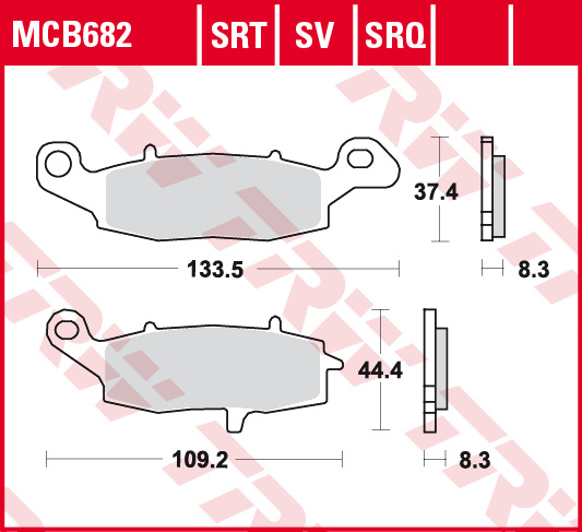 Set disk pločica, kočioni disk MCB682SRQ TRW sinter-SRQ, 37,4x133,5x8,3mm