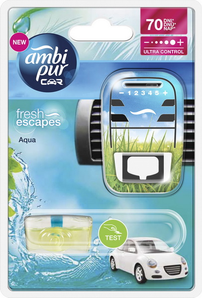 AMBI-PUR Osvěžovač vzduchu, Car Fresh Escapes - Aqua, strojek + náplň 7 ml
