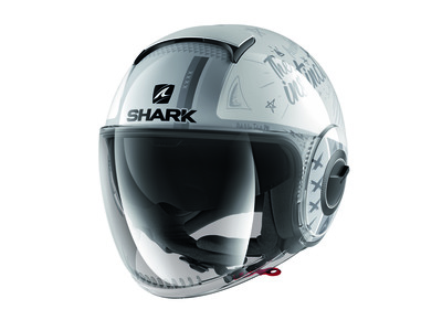 SHARK Otevřená přilba NANO TRIBUTE RM, bílá/šedá barva, velikost L