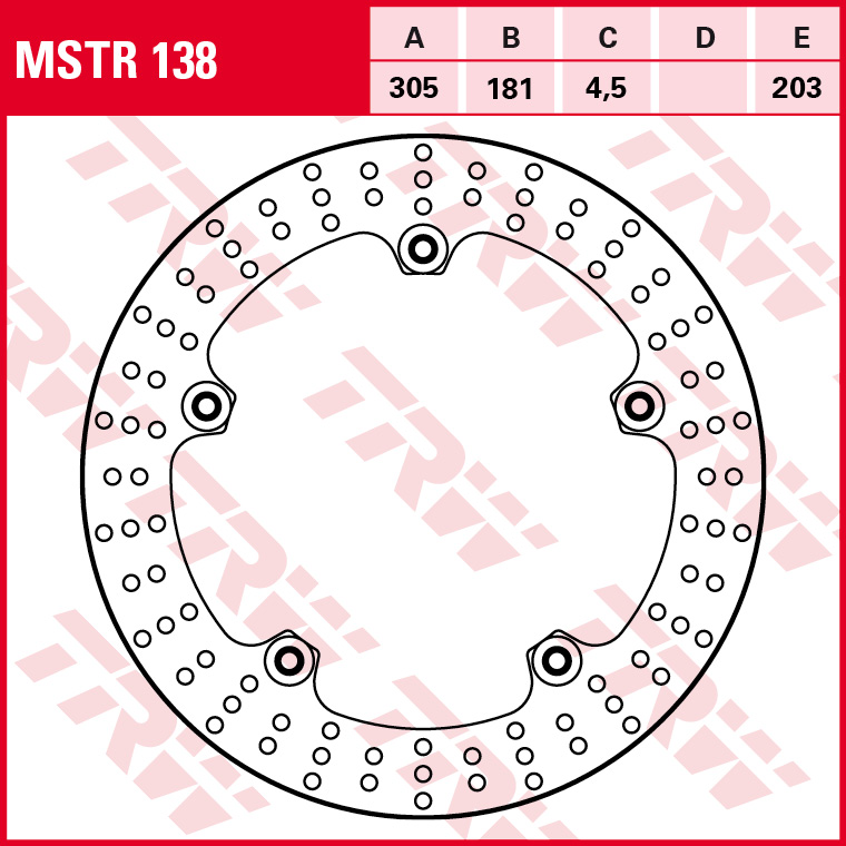 Kočioni disk Sprijeda, fiksni, 305/181/4,5mm, broj rupa za montažu-5, 8,4/203mm (sadrži zakovice)