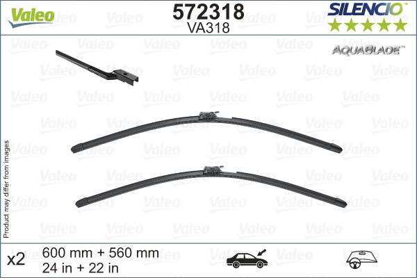 VALEO Sada stěračů AquaBlade, 600/560 mm (572318)