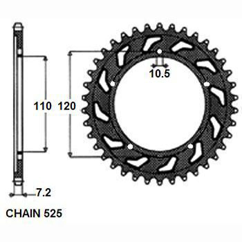 Zębatka tylna stal SUNSTAR 525 z.41 SUNR1-4430-41