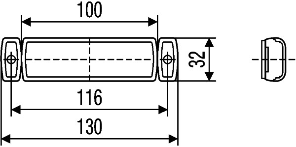 Lumina de delimitare HELLA LED galben inaltime 32mm latime 130mm fixare orizontala lungime cablu 500mm 24V IP6K9K AMP