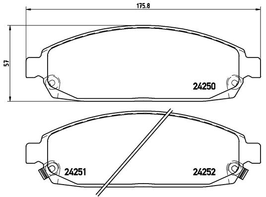 Set placute frana fata disc BREMBO JEEP COMMANDER GRAND CHEROKEE III 3.0D-5.7 10.04-12.10 57mm 176mm 19mm Senzor uzura Da