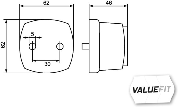 Stopuri spate HELLA, lumini contur L/R, roșu, C5W/Halogen, înălțime 62mm, lățime 62mm, adâncime 45,7mm, sistem raft, 12/24V