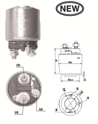 Solenoid electromotor MAGNETI MARELLI Ford Fiesta IV KA 1.3/1.6 08.95-11.08 diametru exterior 54.0 mm lungime totala 50.0 mm