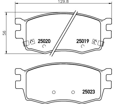 Set placute frana disc Fata BREMBO Hyundai I20 08.08-12.15 130x56x18mm Senzor uzura MANDO 2 indicatori fara accesorii