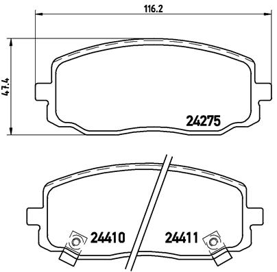 Set Placute Frana Disc BREMBO Hyundai I10 Kia Picanto Fata 47mm Inaltime 116mm Latime 17mm Grosime Senzor Uzura Da