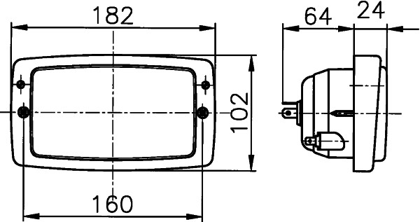 Far HELLA manual H4 negru, pozitie fata, montare dreapta/stanga, inaltime 102mm, latime 182mm, adancime 88mm, pentru CASE IH CS 01.96-