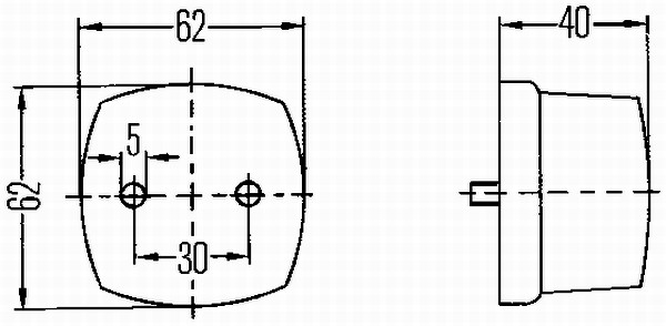 Lumina de clarificare HELLA, L/R, alb/roșu, C5W/Halogen, înălțime 62mm, lățime 62mm, adâncime 40mm, 12/24V