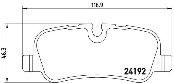 Set placute frana disc BREMBO LAND ROVER DISCOVERY IV RANGE ROVER III SPORT I 3.0-5.0 04.06-12.18 spate 46.0mm 117.0mm 17.0mm