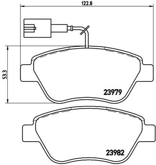 Set placute frana disc BREMBO CITROEN FIAT PEUGEOT Fata Inaltime 53mm Latime 123mm Grosime 18mm Senzor uzura Da BOSCH