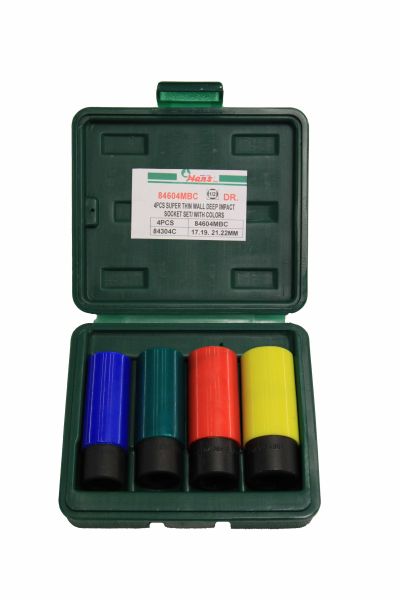 Set scule HANS pentru jante ALU, 4 piese, mufe de impact 6PT, dimensiune tubulară 1/2 inch, 12.5 mm, cutie plastic, profil hexagonal