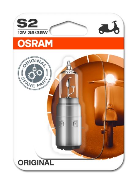 Bec far faza lunga OSRAM S2 12V 35W BA20D ambalaj blister 1buc DERBI GILERA HUSABERG HUSQVARNA MALAGUTI