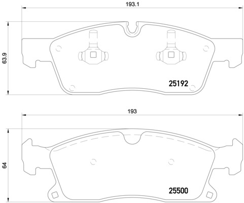 Set placute frana fata BREMBO TEVES 21.0mm 64.0mm 193.0mm MERCEDES GL GLE GLS M 2.2D-3.5 06.11-10.19