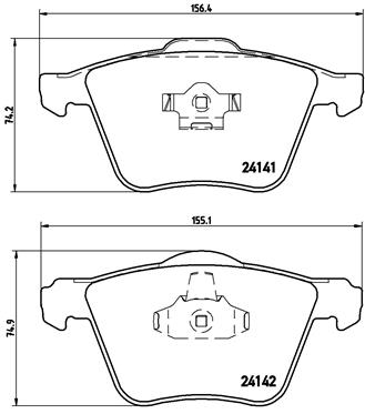 Set placute frana disc BREMBO Volvo XC90 I 2.4D-4.4 10.02-12.14 Fata 74x155x20 mm fara accesorii cu clema piston