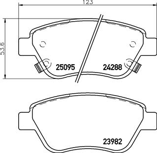 Set Placute Frana Disc BREMBO OPEL ADAM 1.0-1.4LPG 10.12-02.19 Fata Inaltime 54mm Latime 123mm Grosime 17mm Senzor Uzura Bosch