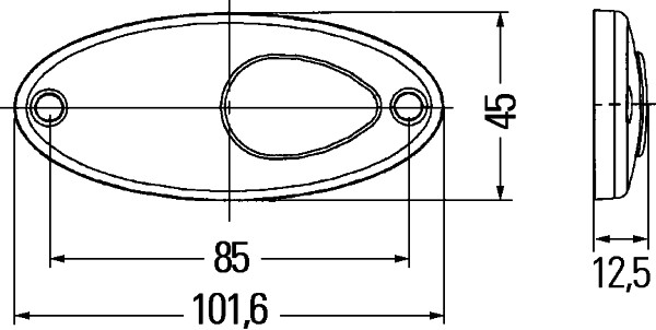 Lumina de delimitare HELLA LED Dreapta/Stanga Fata Alb 24V 2 LED-uri Inaltime 13mm Latime 102mm Lungime 102mm IP5K9K