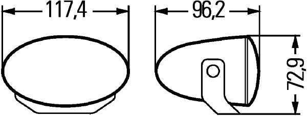 Far faza lunga HELLA H7 12V Inaltime 65mm Latime 117mm Adancime 96mm Oval Transparent Plastic Dreapta Stanga