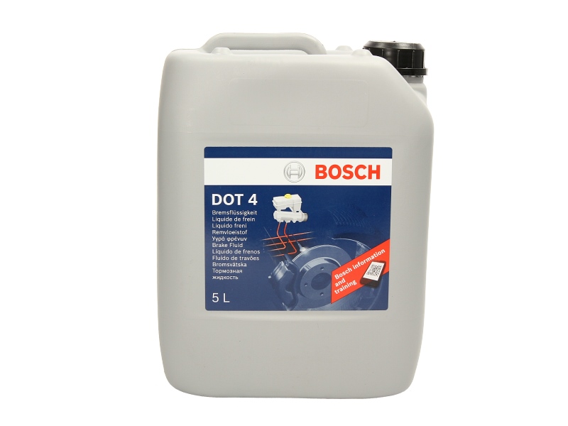 Lichid de frana BOSCH DOT4 5L uscat 265°C umed 165°C vascozitate 1800mm²/sec inaltime 247mm latime 165mm lungime 195mm