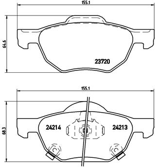 Set placute frana disc BREMBO Honda Accord VII 2.0/2.2D/2.4 02.03-07.08 Fata Inaltime 65mm Latime 156mm Grosime 17mm Senzor uzura Da